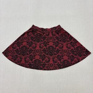 Joe B by Joe Benbasset Skirt Womens Small Flare Maroon & Black Lace Pattern NWT